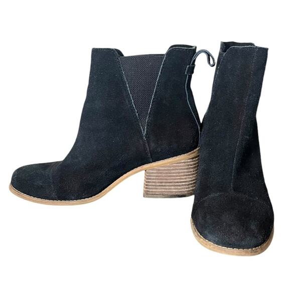 TOMS Esme Black Suede Slip On‎ Ankle & Booties Boots Women’s Size 7.5 - Picture 1 of 10